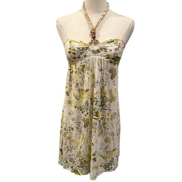 Free People Tunic Mini Dress Halter Rope Braid Floral 2 Flowy Y2k Boho Indie - Picture 1 of 7
